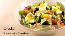  Presentation with tuna - Cool new slide deck with vegetable salad with egg tuna backdrop and a coral colored foreground