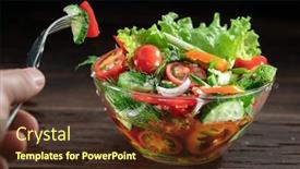  Presentation with leafy greens - PPT theme having vegetable-salad-with-leafy-greens background and a tawny brown colored foreground