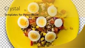 Presentation with nuggets - Audience pleasing theme consisting of vegetable-salad-with-nuggets-isolated backdrop and a yellow colored foreground