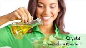  Presentation with vegetable oil - Audience pleasing presentation theme consisting of vegetable salad with olive oil backdrop and a seafoam green colored foreground