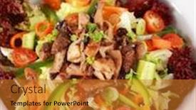  Presentation with oyster - Slides consisting of vegetable salad with oyster mushroom - healthy eating background and a gold colored foreground