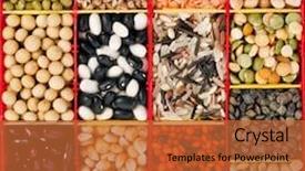 Presentation with beans legumes - Amazing slide deck having vegetable seed - food ingredients beans legumes peas backdrop and a red colored foreground