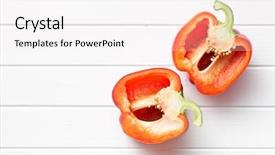  Presentation with vegetable seed - Audience pleasing slides consisting of vegetable seed - top view of halved red backdrop and a white colored foreground