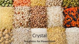  Presentation with beans legumes - Colorful slide deck enhanced with vegetable seed - variation of lentils beans peas backdrop and a coral colored foreground