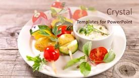  Presentation with sauce - Presentation theme featuring vegetable-skewer-and-dipping-sauce background and a lemonade colored foreground