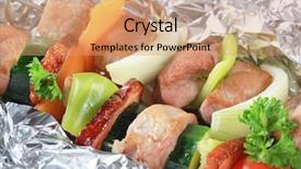  Presentation with casting aluminum - Cool new PPT theme with vegetable skewers in aluminum foil backdrop and a  colored foreground