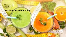  Presentation with smoothie - Beautiful slide set featuring vegetable-smoothie-juice-in-glass backdrop and a yellow colored foreground