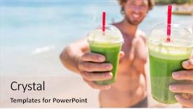 Presentation with training aspire man running - PPT theme having vegetable smoothies after running sport background and a lemonade colored foreground