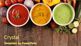  Presentation with soup - PPT theme enhanced with vegetable-soup-carrot-soup-tomato background and a tawny brown colored foreground