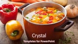  Presentation with soup - Cool new presentation with vegetable soup in pot backdrop and a wine colored foreground