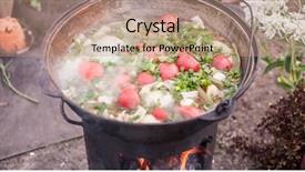 Presentation with cooking fire - Amazing theme having vegetable stew in a cauldron backdrop and a  colored foreground