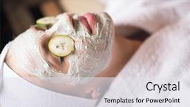  Presentation with face wash woman washing up - Slide set having vegetable treatment - beautiful young woman is getting background and a sky blue colored foreground
