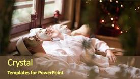  Presentation with facial scrubs - Audience pleasing PPT layouts consisting of vegetable treatment - beautiful young women getting facial backdrop and a  colored foreground