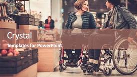  Presentation with wheel - Beautiful PPT layouts featuring vegetable treatment - two disabled women in wheel backdrop and a coral colored foreground