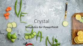  Presentation with vegan - Slide set consisting of vegetable-vegan-word-on-grunge background and a light gray colored foreground