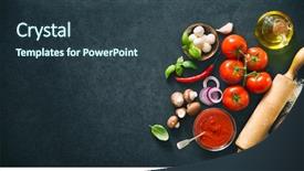  Presentation with pizza - Amazing slides having vegetables - delicious pizza with ingredients backdrop and a tawny brown colored foreground