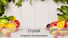  Presentation with fruit and vegetable - Presentation having vegetables - fruit and vegetable borders background and a lemonade colored foreground