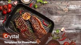  Presentation with new york - Presentation enhanced with vegetables - grilled striploin steak with spices background and a tawny brown colored foreground