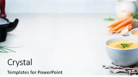  Presentation with vertical - Slide deck featuring vegetables - vegetable cream soup in bowl background and a white colored foreground