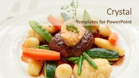  Presentation with tenderloin - Theme having vegetables and cooked bone marrow background and a lemonade colored foreground