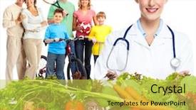  Presentation with doctor family - Slide set enhanced with vegetables and family health background and a yellow colored foreground