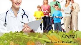  Presentation with doctor family - Slides enhanced with vegetables and family health background and a yellow colored foreground