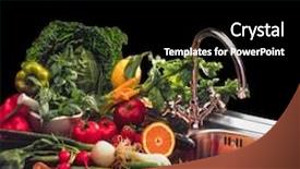  Presentation with stainless steel - PPT layouts with vegetables and fruit in stainless background and a black colored foreground
