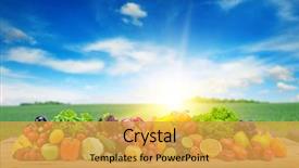  Presentation with fruit - Cool new presentation design with vegetables and fruit on wooden backdrop and a yellow colored foreground