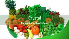  Presentation with fruits - Presentation featuring vegetables-and-fruits-arrangement background and a forest green colored foreground