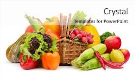  Presentation with fruits and vegetables - Cool new slides with vegetables and fruits in basket backdrop and a white colored foreground