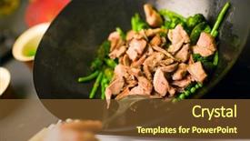  Presentation with dairy produce meat vegetables - Presentation theme having vegetables and meat in wok background and a tawny brown colored foreground