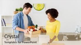  Presentation with bio - Slide deck featuring vegetables and tablet pc computer background and a  colored foreground