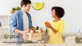  Presentation with gardening healthy food cooking - Beautiful slides featuring vegetables and tablet pc computer backdrop and a  colored foreground