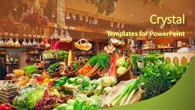  Presentation with vegetables - Audience pleasing presentation theme consisting of marketing supermercados - vegetables at a market backdrop and a red colored foreground