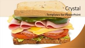  Presentation with lettuce in the vegetable garden - Colorful PPT theme enhanced with vegetables big sandwich on toasted backdrop and a yellow colored foreground