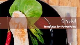  Presentation with fresh meat - Cool new presentation theme with vegetables carving - fresh roast turkey meat steak backdrop and a tawny brown colored foreground