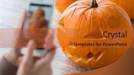  Presentation with holidays - Slide deck with vegetables carving - halloween decoration and holidays concept background and a gold colored foreground