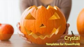  Presentation with lantern - PPT layouts with vegetables carving - halloween decoration and holidays concept background and a  colored foreground