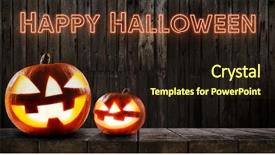  Presentation with halloween - Colorful PPT layouts enhanced with vegetables carving - halloween pumpkins on dark wooden backdrop and a wine colored foreground