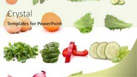  Presentation with white healthy food - PPT theme enhanced with vegetables-collection-isolated-over-white background and a soft green colored foreground