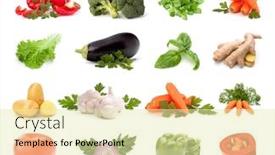 Presentation with white healthy food - Slide deck featuring vegetables-collection-isolated-over-white background and a soft green colored foreground