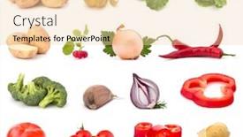  Presentation with white healthy food - Slide set with vegetables-collection-isolated-over-white background and a lemonade colored foreground