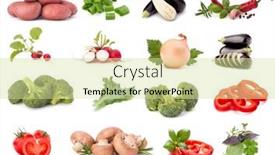  Presentation with white healthy food - Slide set with vegetables-collection-isolated-over-white background and a soft green colored foreground