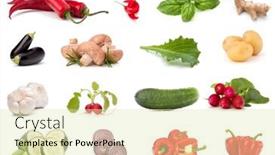  Presentation with white healthy food - PPT layouts having vegetables-collection-isolated-over-white background and a soft green colored foreground