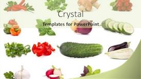  Presentation with white healthy food - PPT theme consisting of vegetables-collection-isolated-over-white background and a  colored foreground