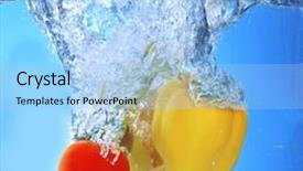  Presentation with splash fruits - Beautiful slide deck featuring vegetables falling in water backdrop and a  colored foreground