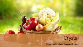  Presentation with bio - Beautiful slide set featuring vegetables fresh bio vegetable backdrop and a gold colored foreground