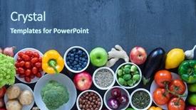  Presentation with vegan diet - Slide deck having vegetables fruits and superfood nutrition background and a ocean colored foreground