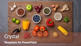  Presentation with vegan diet - Beautiful PPT theme featuring vegetables fruits and superfood nutrition backdrop and a tawny brown colored foreground