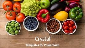  Presentation with fresh fruits vegetables - Beautiful slide set featuring vegetables fruits and superfood nutrition backdrop and a coral colored foreground